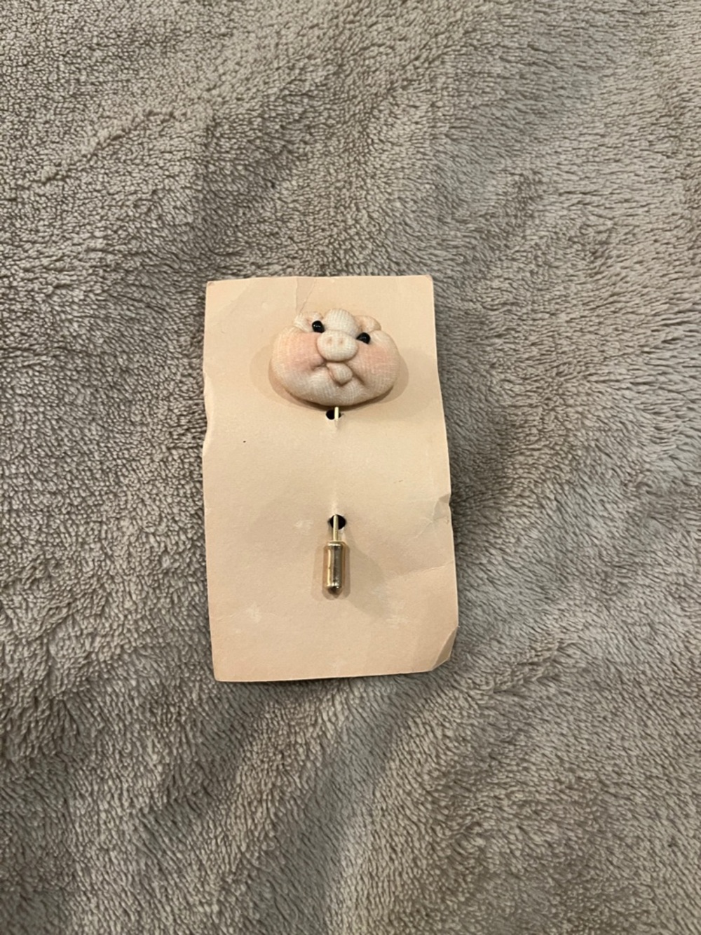 Cute Beige Pig Lapel Pin with Gold-tone Back